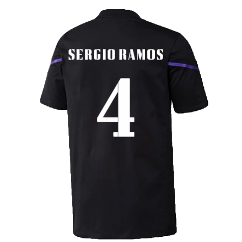 2022-2023 Real Madrid Training Tee (Black) (SERGIO RAMOS 4)