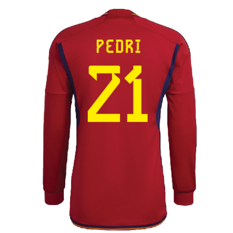 2022-2023 Spain Long Sleeve Home Shirt (PEDRI 21)