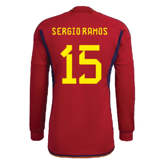 2022-2023 Spain Long Sleeve Home Shirt (SERGIO RAMOS 15)