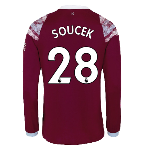 2022-2023 West Ham Long Sleeve Home Shirt (SOUCEK 28)