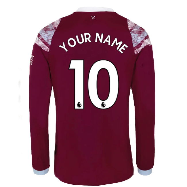 2022-2023 West Ham Long Sleeve Home Shirt (Your Name)
