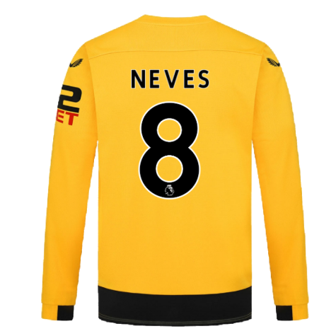 2022-2023 Wolves Long Sleeve Home Shirt (NEVES 8)