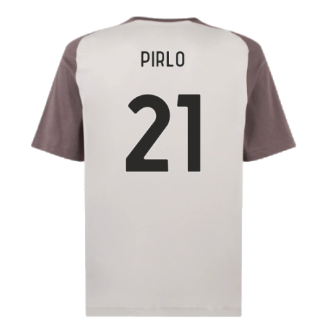 2023-2024 AC Milan Casuals Tee (Light Grey) (Pirlo 21)