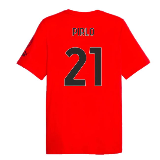 2023-2024 AC Milan FtblCore Graphic Tee (Red) (Pirlo 21)