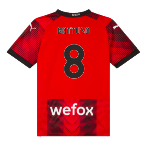 2023-2024 AC Milan Home Shirt (Kids) (Gattuso 8)