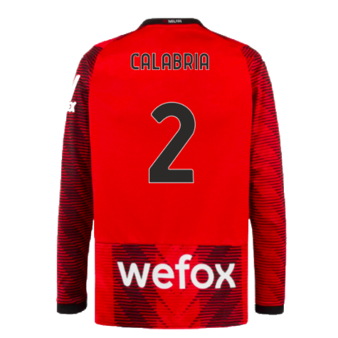 2023-2024 AC Milan Long Sleeve Home Shirt (Calabria 2)