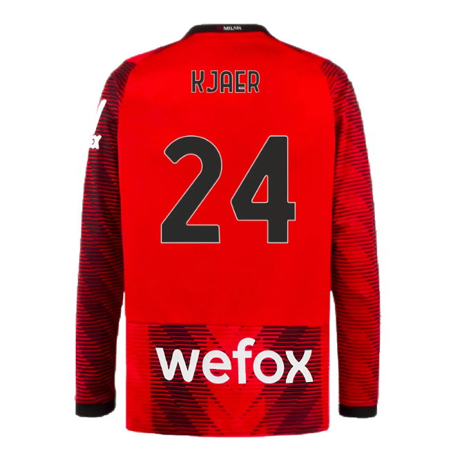 2023-2024 AC Milan Long Sleeve Home Shirt (Kjaer 24)