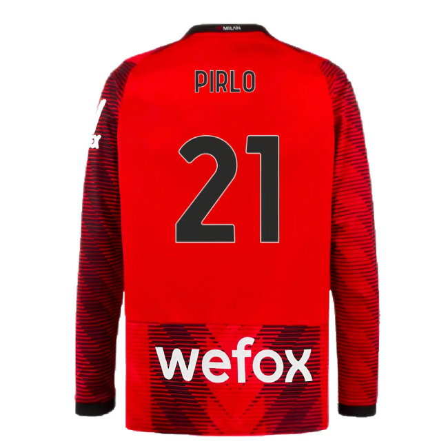 2023-2024 AC Milan Long Sleeve Home Shirt (Pirlo 21)