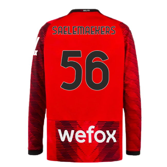 2023-2024 AC Milan Long Sleeve Home Shirt (Saelemaekers 56)