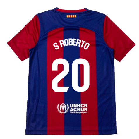 2023-2024 Barcelona Home Shirt (Kids) (S Roberto 20)