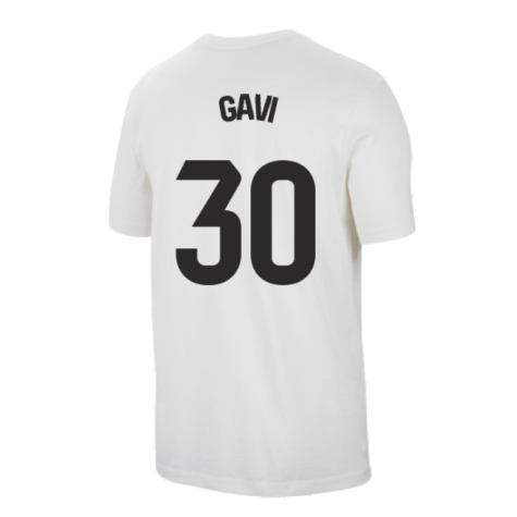 2023-2024 Barcelona Swoosh Club Tee (White) (Gavi 30)