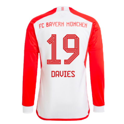 2023-2024 Bayern Munich Long Sleeve Home Shirt (Kids) (Davies 19)