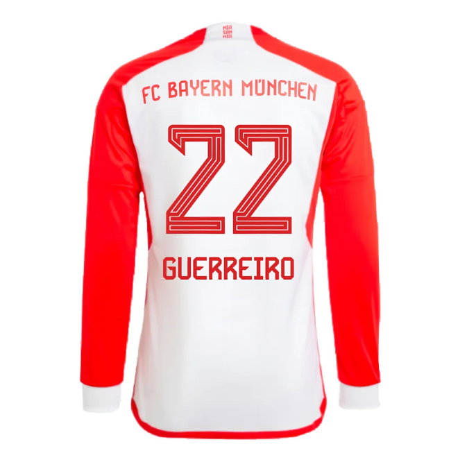 2023-2024 Bayern Munich Long Sleeve Home Shirt (Kids) (Guerreiro 22)