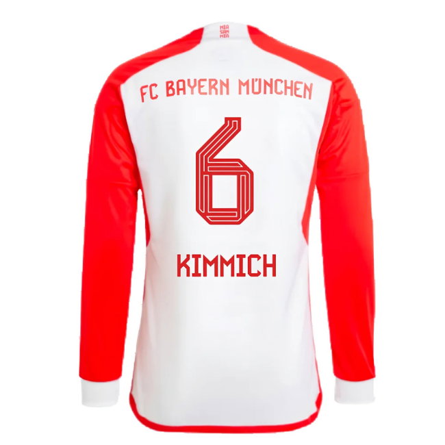 2023-2024 Bayern Munich Long Sleeve Home Shirt (Kids) (Kimmich 6)