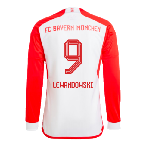 2023-2024 Bayern Munich Long Sleeve Home Shirt (Kids) (Lewandowski 9)