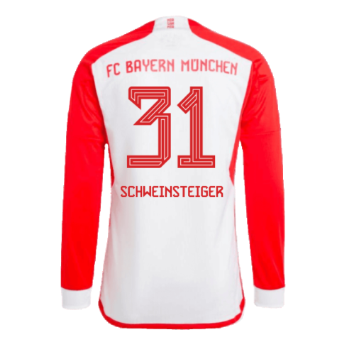 2023-2024 Bayern Munich Long Sleeve Home Shirt (Schweinsteiger 31)