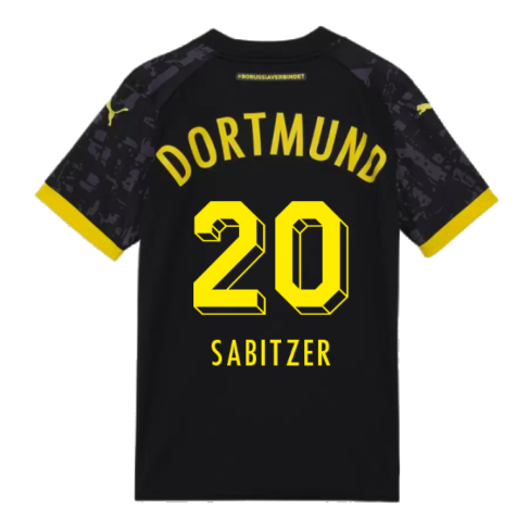 2023-2024 Borussia Dortmund Away Shirt (Kids) (Sabitzer 20)