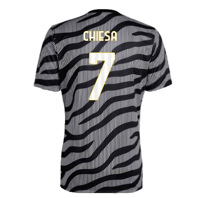 2023-2024 Juventus Pre-Match Shirt (Black) (CHIESA 7)