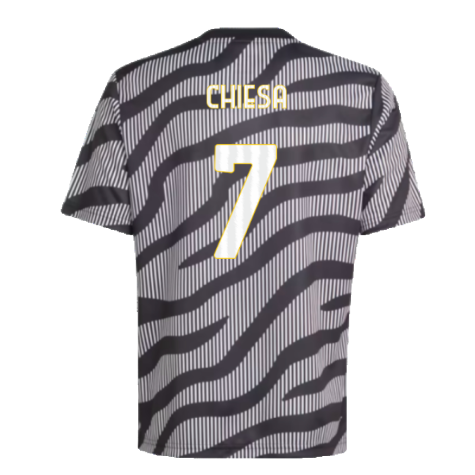 2023-2024 Juventus Pre-Match Shirt (Black) - Kids (CHIESA 7)