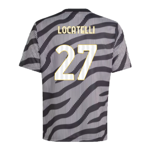 2023-2024 Juventus Pre-Match Shirt (Black) - Kids (LOCATELLI 27)