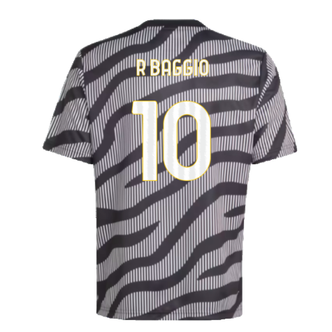 2023-2024 Juventus Pre-Match Shirt (Black) - Kids (R BAGGIO 10)