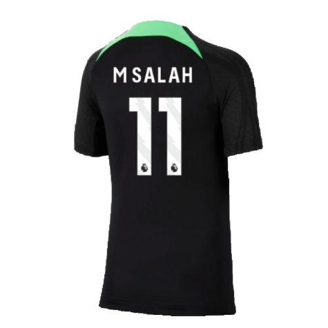 2023-2024 Liverpool Strike Dri-Fit Training Shirt (Black) - Kids (M Salah 11)