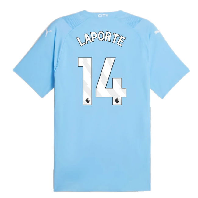 2023-2024 Man City Authentic Home Shirt (LAPORTE 14)