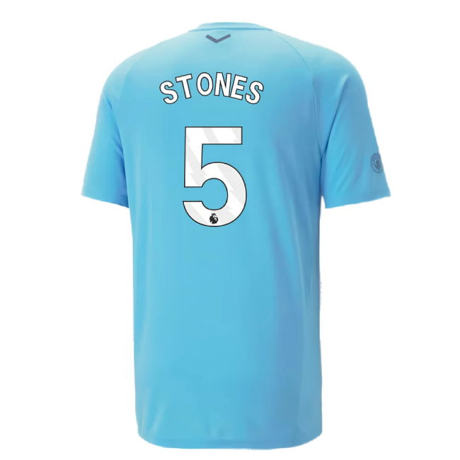 2023-2024 Man City Casuals Tee (Blue Wash) - Kids (STONES 5)