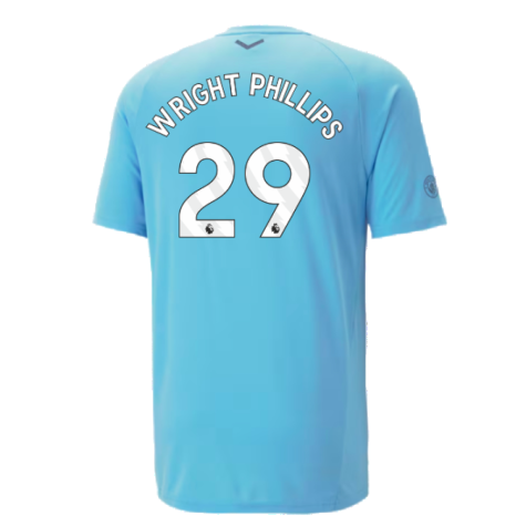 2023-2024 Man City Casuals Tee (Blue Wash) (WRIGHT PHILLIPS 29)