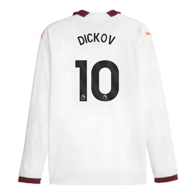 2023-2024 Man City Long Sleeve Away Shirt (DICKOV 10)