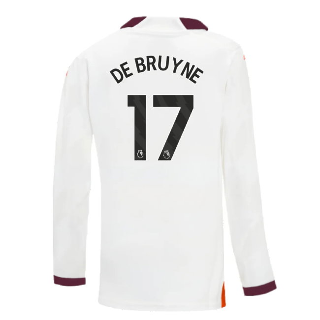 2023-2024 Man City Long Sleeve Away Shirt (Kids) (DE BRUYNE 17)