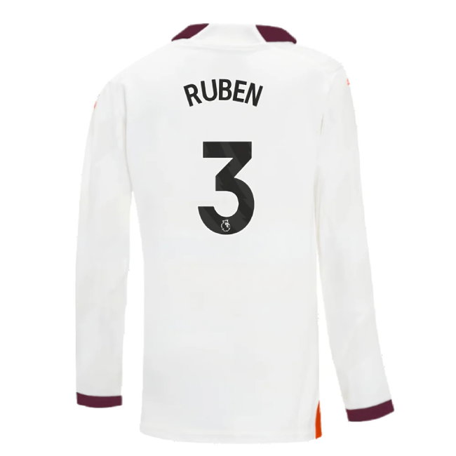 2023-2024 Man City Long Sleeve Away Shirt (Kids) (RUBEN 3)