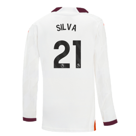2023-2024 Man City Long Sleeve Away Shirt (Kids) (SILVA 21)