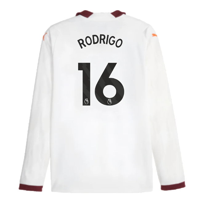 2023-2024 Man City Long Sleeve Away Shirt (RODRIGO 16)