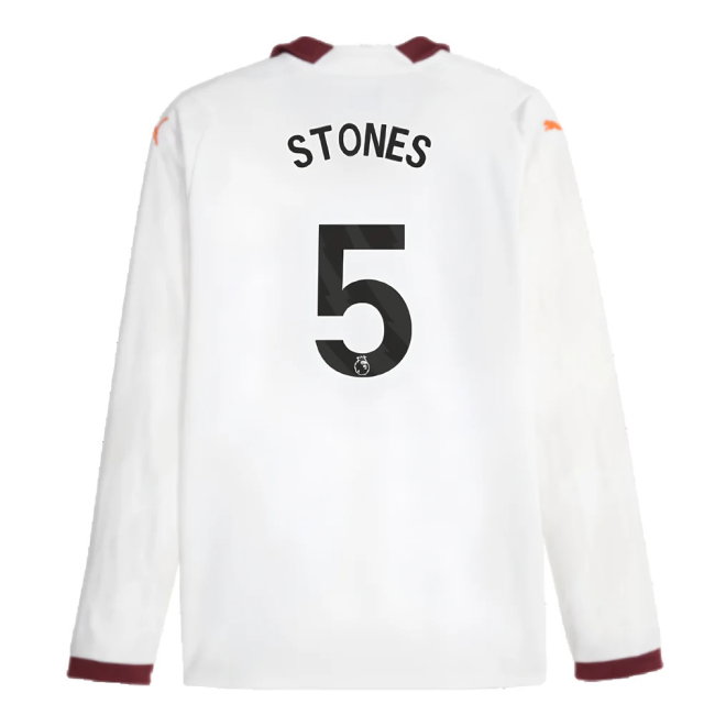 2023-2024 Man City Long Sleeve Away Shirt (STONES 5)