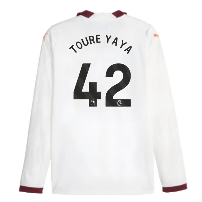 2023-2024 Man City Long Sleeve Away Shirt (TOURE YAYA 42)