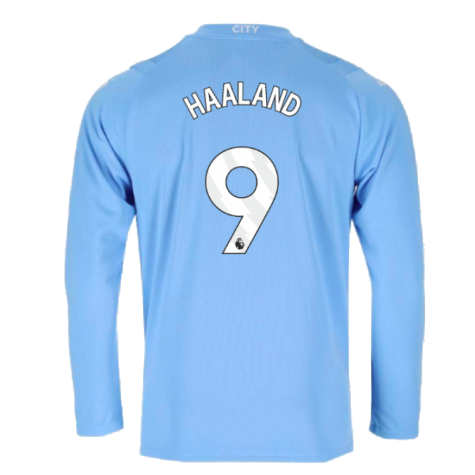 2023-2024 Man City Long Sleeve Home Shirt (HAALAND 9)