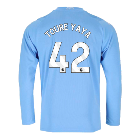 2023-2024 Man City Long Sleeve Home Shirt (TOURE YAYA 42)