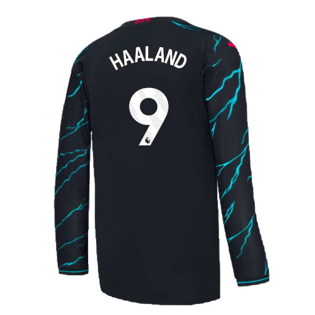 2023-2024 Man City Long Sleeve Third Shirt (HAALAND 9)