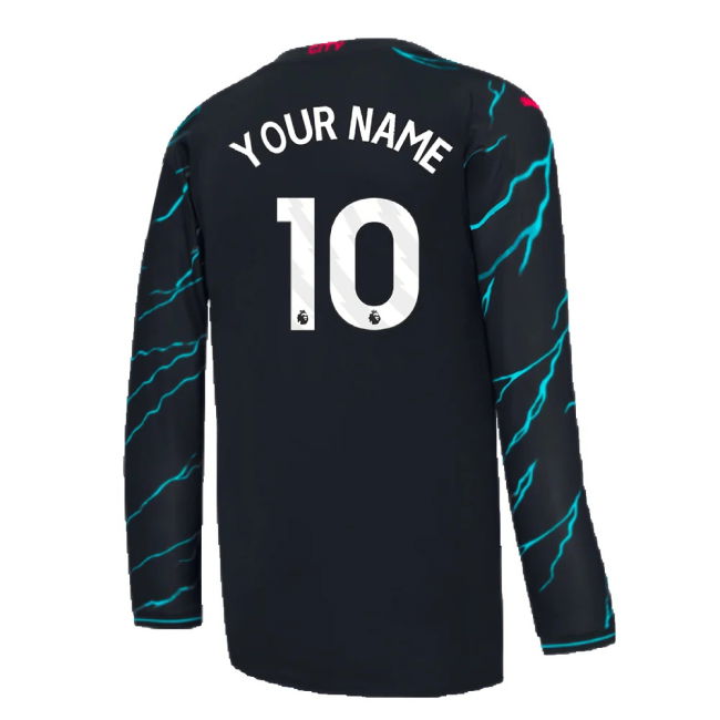 2023-2024 Man City Long Sleeve Third Shirt (Your Name)