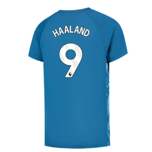 2023-2024 Man City Pre-Match Jersey (Lake Blue) (HAALAND 9)