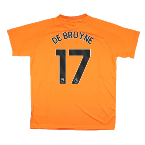 2023-2024 Man City Pre-Match Jersey (Orange) - Kids (DE BRUYNE 17)
