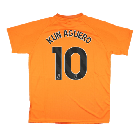 2023-2024 Man City Pre-Match Jersey (Orange) - Kids (KUN AGUERO 10)