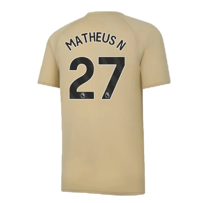2023-2024 Man City Prematch SS Jersey (Granola) - Kids (Matheus N 27)