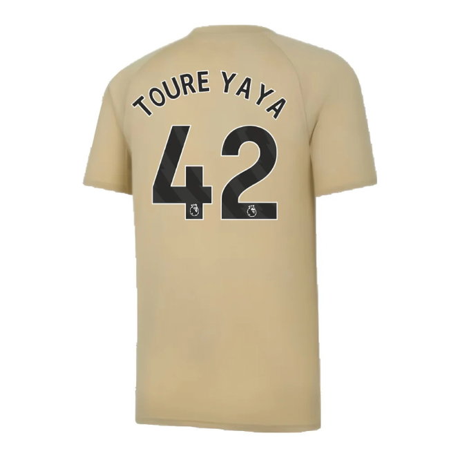 2023-2024 Man City Prematch SS Jersey (Granola) - Kids (TOURE YAYA 42)
