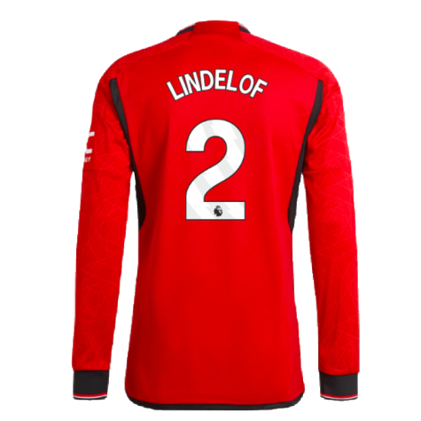 2023-2024 Man Utd Authentic Long Sleeve Home Shirt (Lindelof 2)