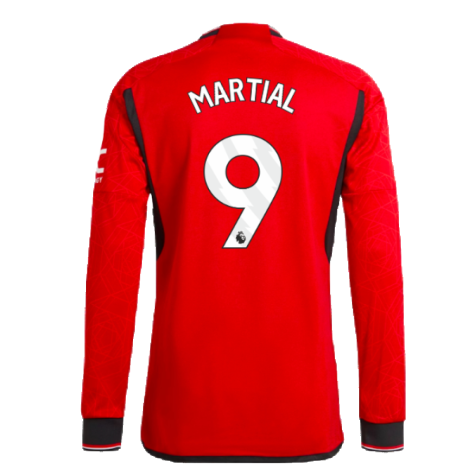 2023-2024 Man Utd Authentic Long Sleeve Home Shirt (Martial 9)