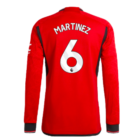 2023-2024 Man Utd Authentic Long Sleeve Home Shirt (Martinez 6)