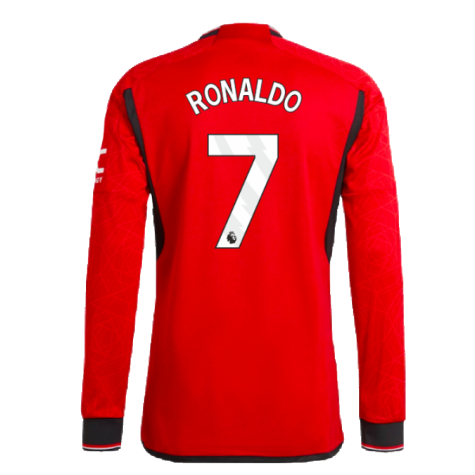 2023-2024 Man Utd Authentic Long Sleeve Home Shirt (Ronaldo 7)