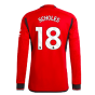 2023-2024 Man Utd Authentic Long Sleeve Home Shirt (Scholes 18)